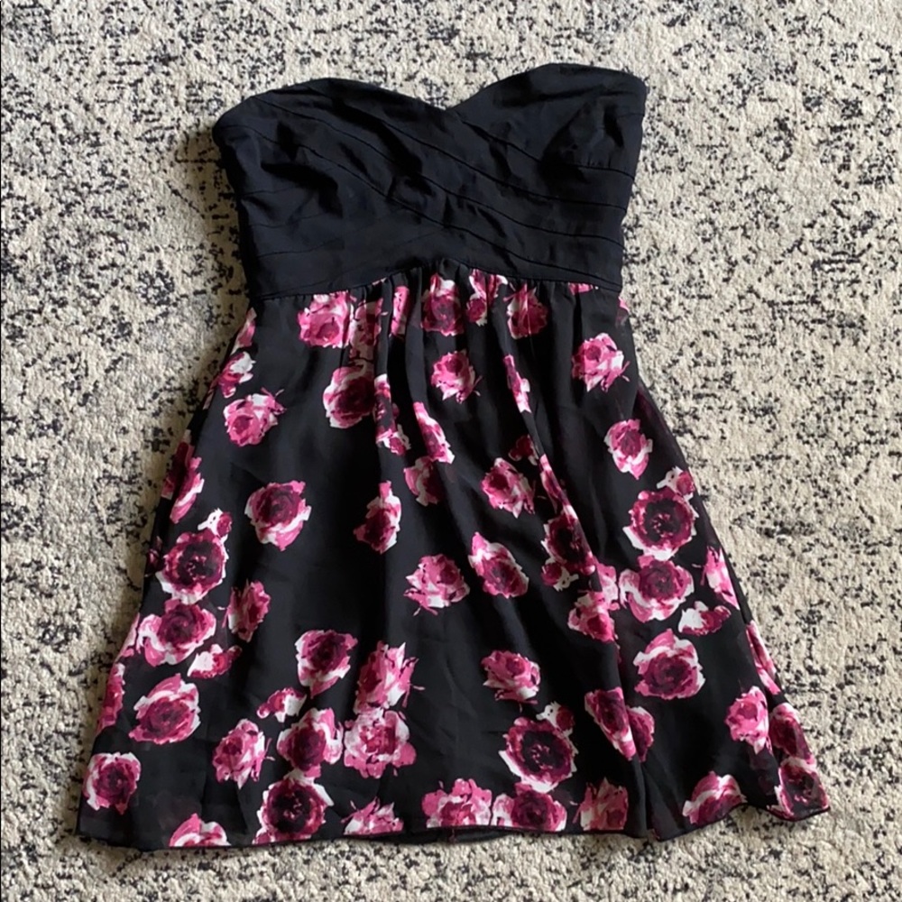 Strapless Floral Dress